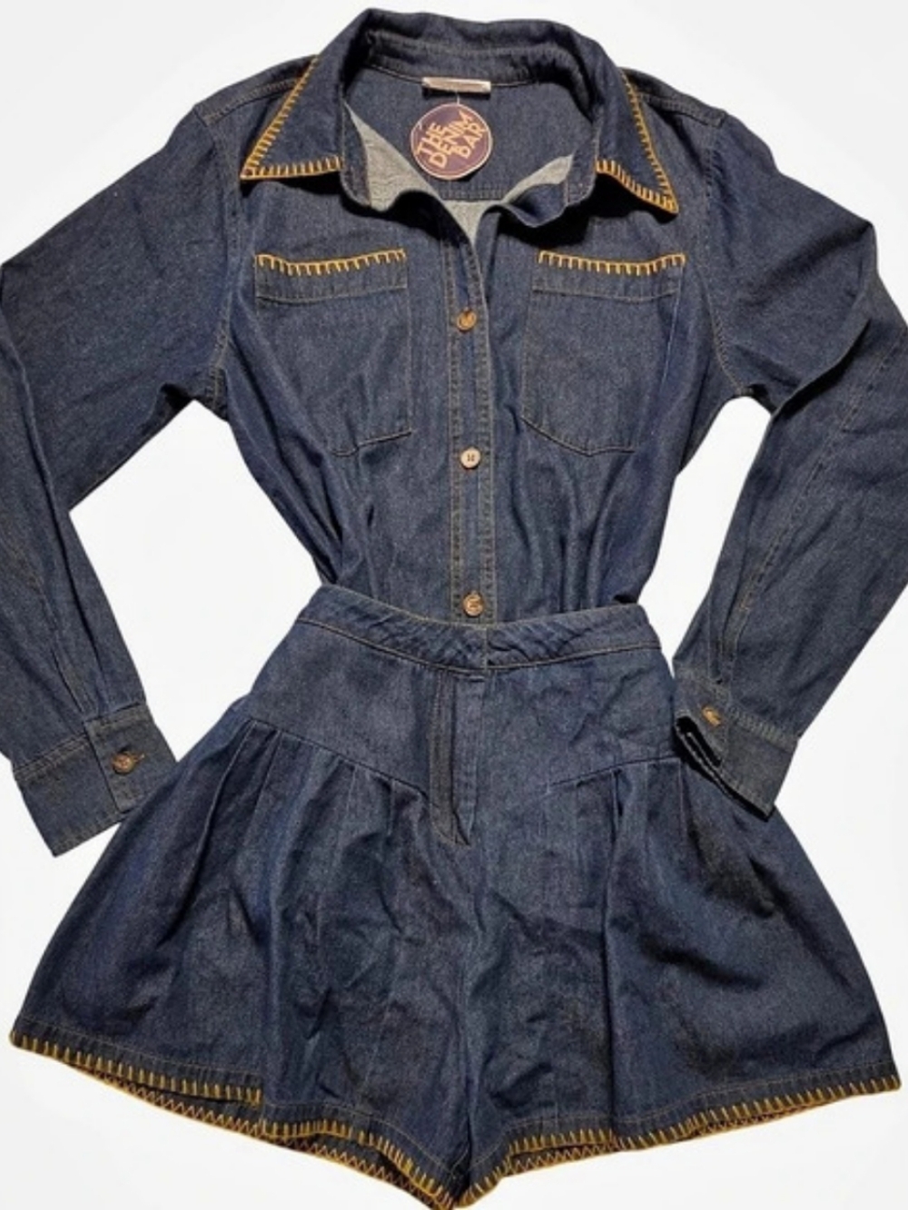 Sage The Denim Bar Magnolia Denim Shirt & Skorts Set Size Medium NWT
